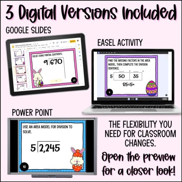 easter long division task cards for spring