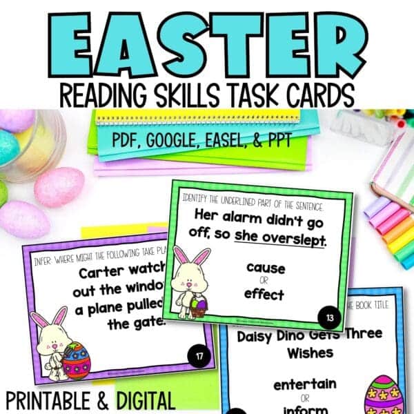 easter mixed reading skills task cards for spring