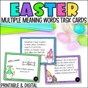 easter multiple meaning words task cards for spring