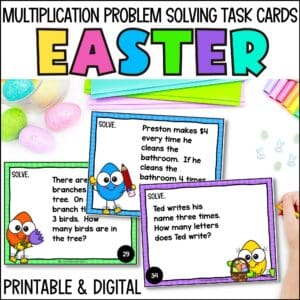 easter multiplication problem solving task cards for spring