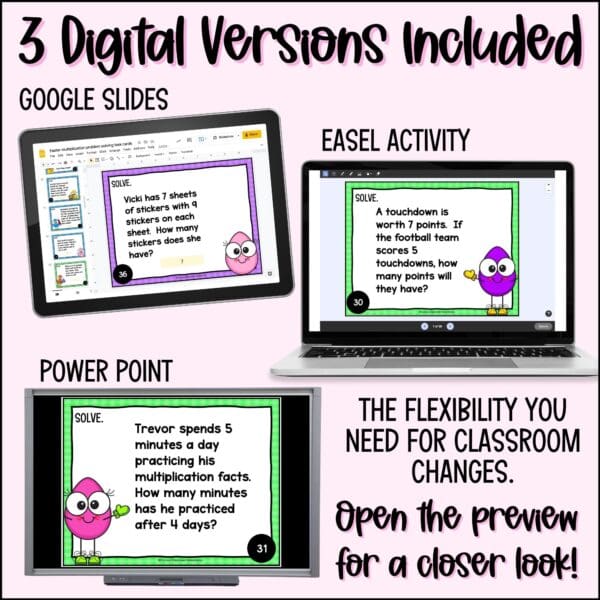 easter multiplication problem solving task cards for spring