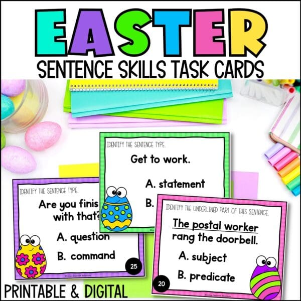 easter sentence skills task cards for spring