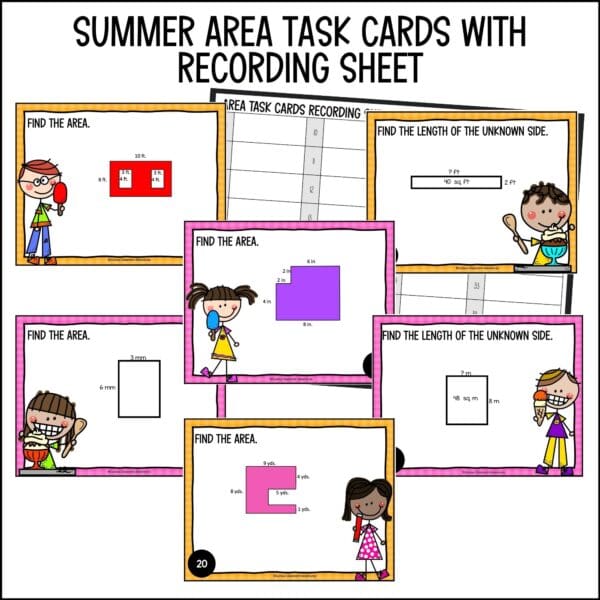 end of year area task cards summer activities