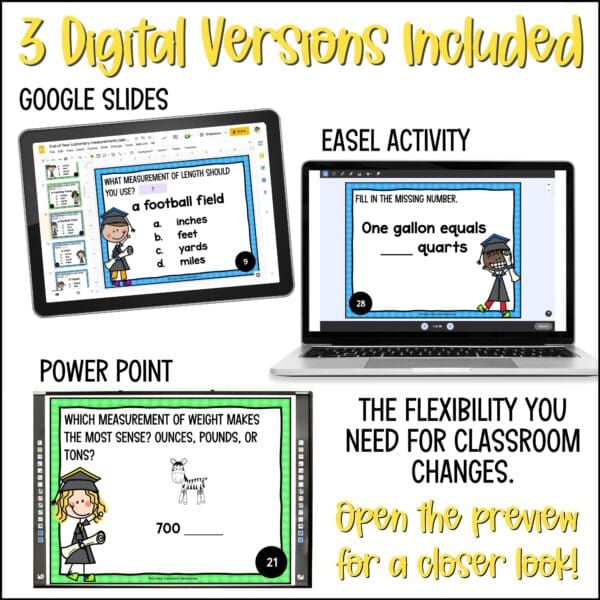 end of year customary measurements task cards summer activities