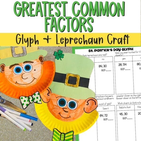 greatest common factors st patrick's day leprechaun math craft