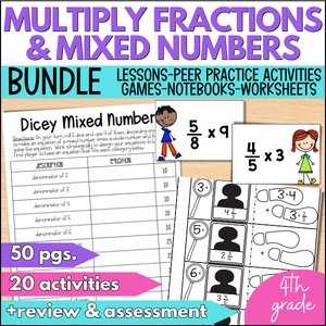multiplying fractions and mixed numbers lessons for 4th grade math