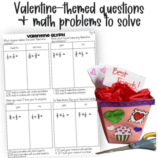 multiplying and dividing fractions valentine math glyph