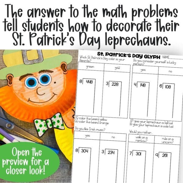 partial quotient long division leprechaun math craft