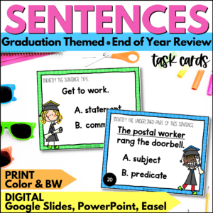 end of year sentence skills task cards summer activities