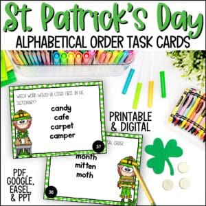 st. patrick's day alphabetical order task cards
