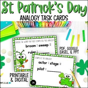 st. patrick's day analogy task cards