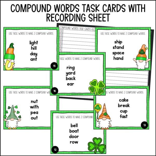 st. patrick's day compound words task cards