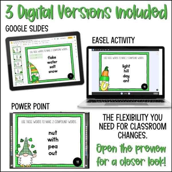 st. patrick's day compound words task cards