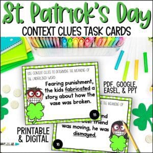st. patrick's day context clues task cards