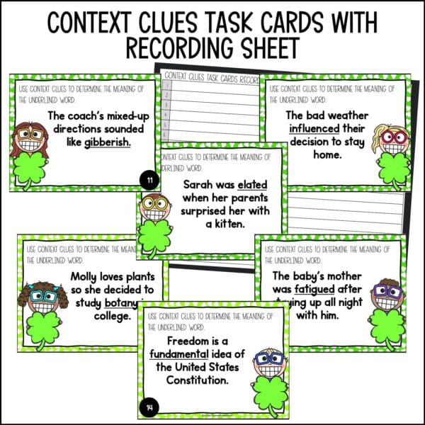 st. patrick's day context clues task cards