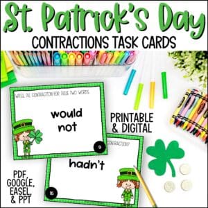 st. patrick's day contractions task cards