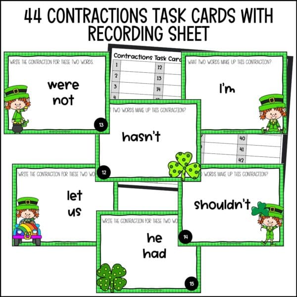 st. patrick's day contractions task cards