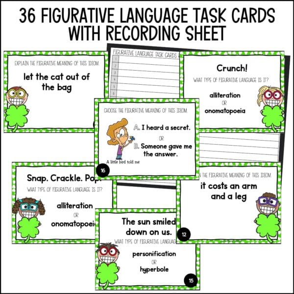 st. patrick's day figurative language task cards