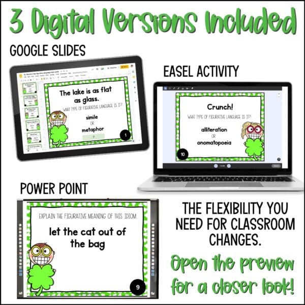 st. patrick's day figurative language task cards