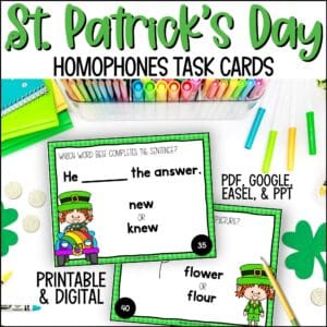 st. patrick's day homophones task cards