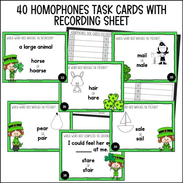 st. patrick's day homophones task cards