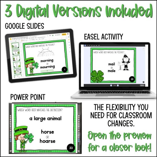 st. patrick's day homophones task cards