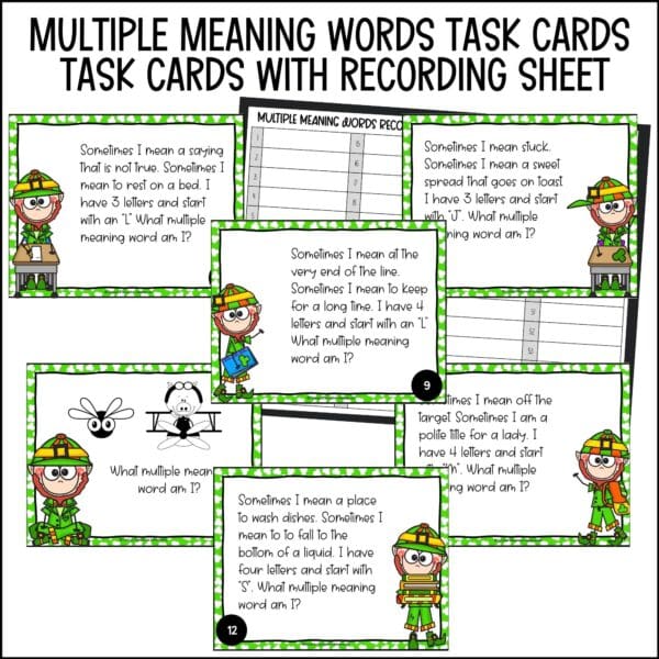 st. patrick's day multiple meaning words task cards