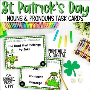 st. patrick's day nouns and pronouns task cards
