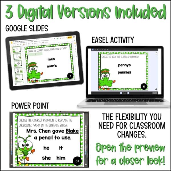 st. patrick's day nouns and pronouns task cards