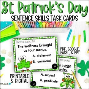 st. patrick's day sentence skills task cards - 4