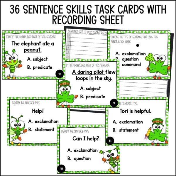 st. patrick's day sentence skills task cards - 1