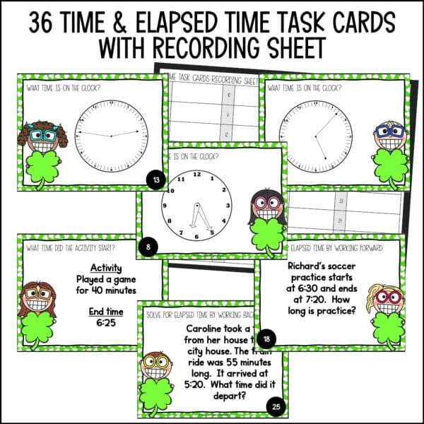 st. patrick's day telling time task cards