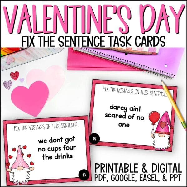 val fix the sentences task cards