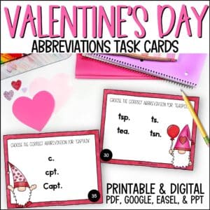 Valentine's Day abbreviations task cards