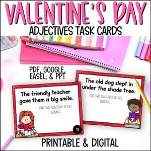 Valentine's Day adjectives task cards