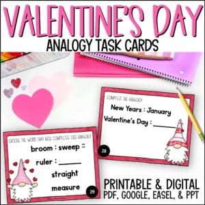 Valentine's Day analogy task cards