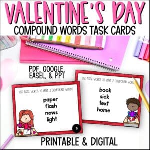 valentine's day compound words task cards