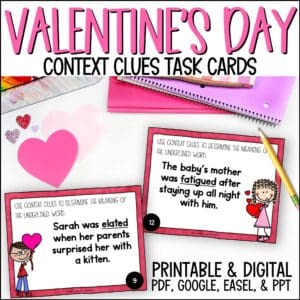 Valentine's Day context clues task cards