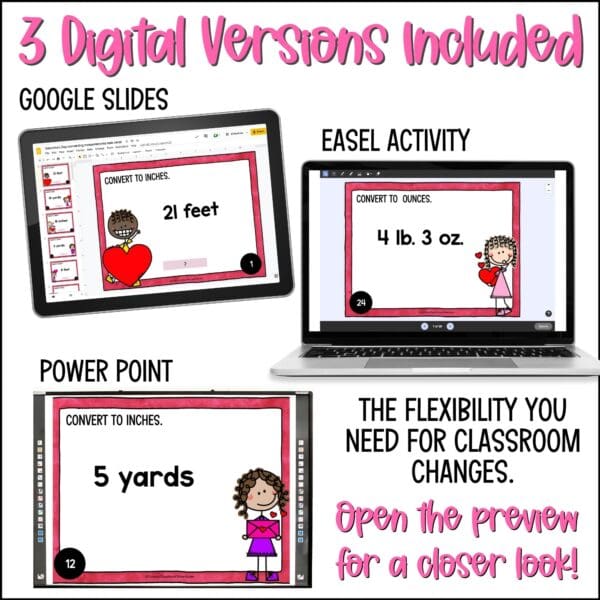 Valentine's Day Converting Measurements task cards