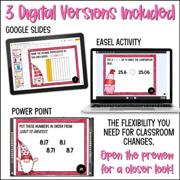 Valentine's Day Decimals Task Cards