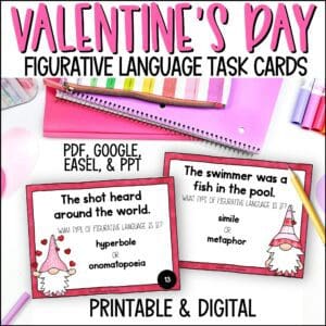 valentine's day figurative language task cards