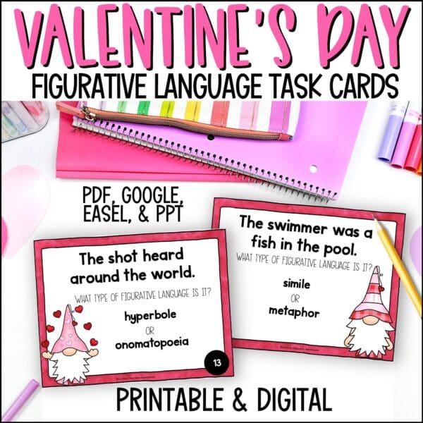 valentine's day figurative language task cards