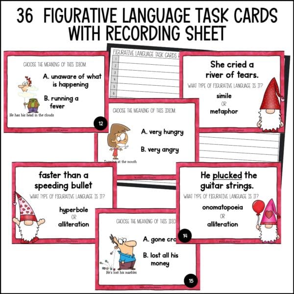 valentine's day figurative language task cards