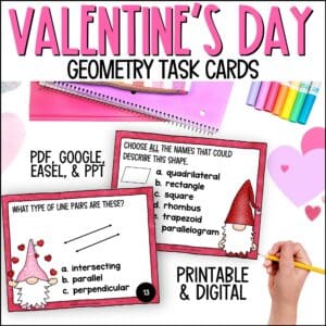 Valentine's Day geometry task cards