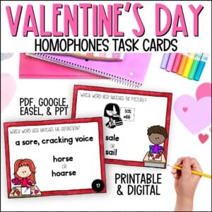 Valentine's Day homophones task cards