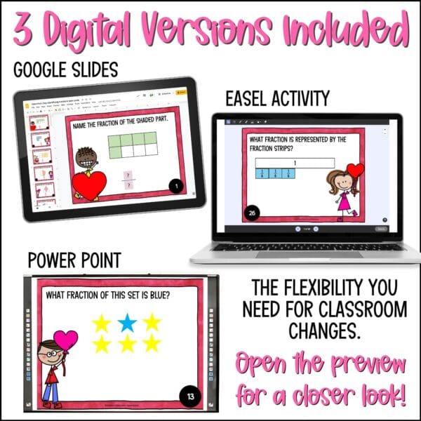 Valentine's Day Identifying Fractions Task Cards