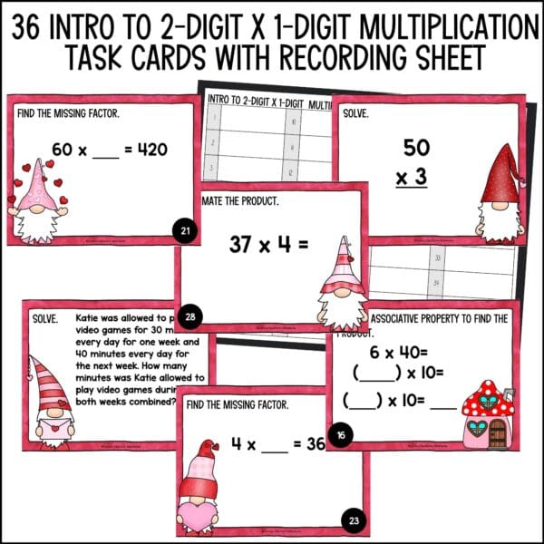 valentine's day intro to 2-digit by 1-digit multiplication