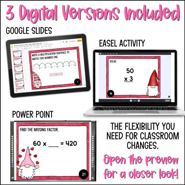 valentine's day intro to 2-digit by 1-digit multiplication