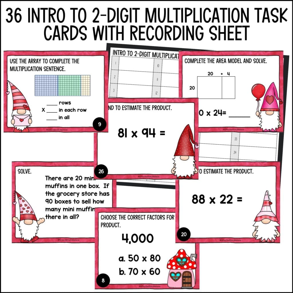 Valentine's Day Introducing 2-Digit by 2-Digit Multiplication Task ...