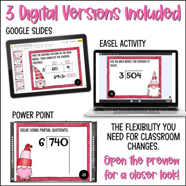 valentine's day long division task cards